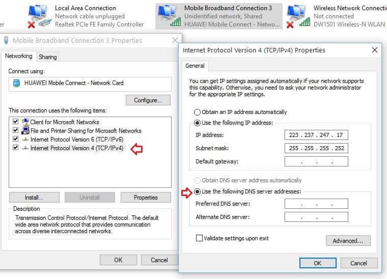 在 Windows 10 中更改 DNS 服务器地址