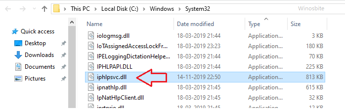 Windows 10 中的 Iphlpsvc.dll 文件位置