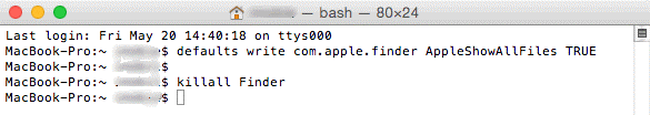 在你的 mac 中启动终端，显示隐藏文件 mac macos