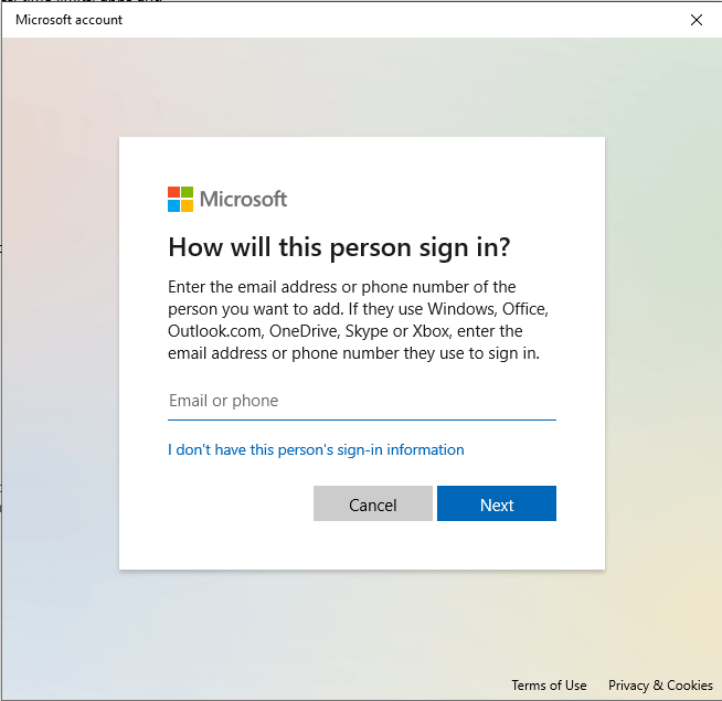 微软其他用户添加帐号