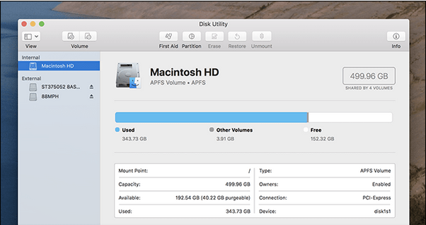 在 Mac 上运行磁盘工具