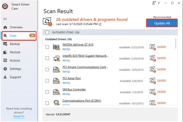 使用 Smart Driver Care 自动更新