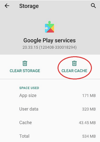 清除 Google Play 服务的缓存