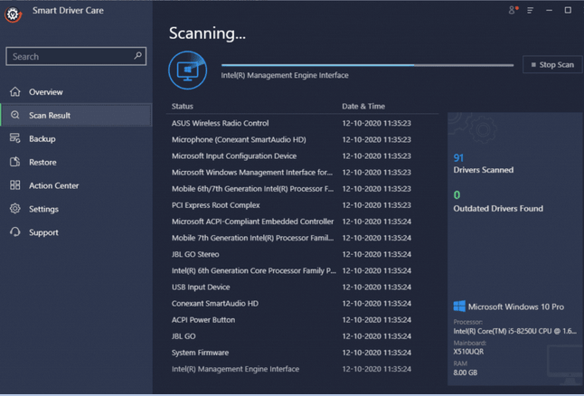 Smart Driver Care 帮助修复 Windows 10 网络适配器丢失