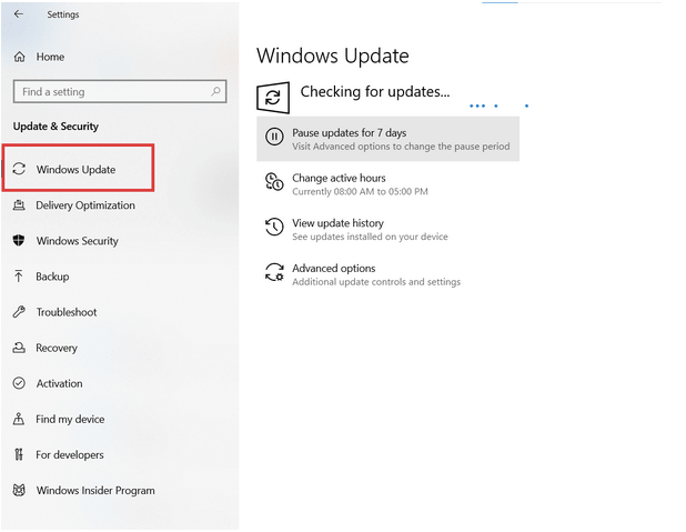 单击 Windows 更新