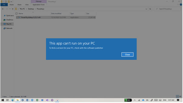 此应用程序无法在你的 Windows 10 PC 上运行