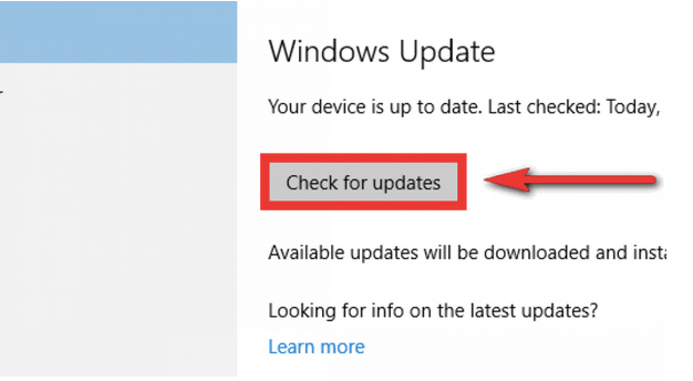 Windows 10 上缺少更新按钮