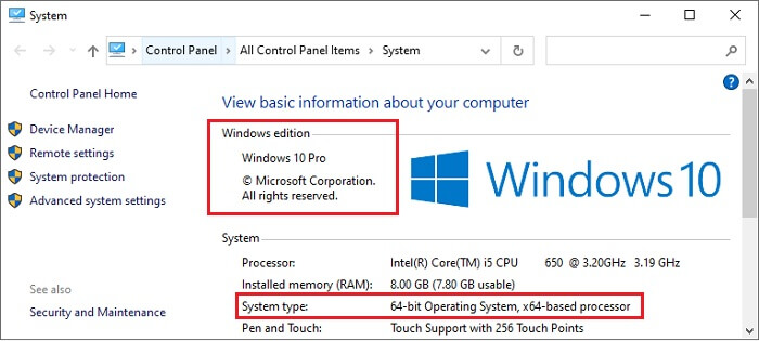 系统类型和 Windows 版本