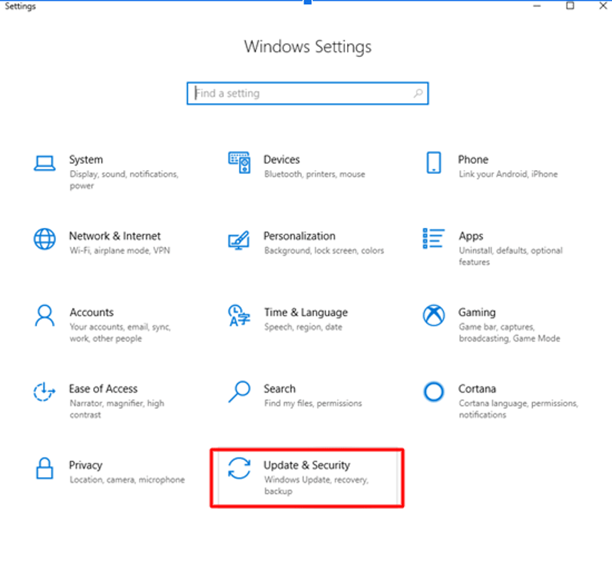 Windows 设置分钟的更新和安全性