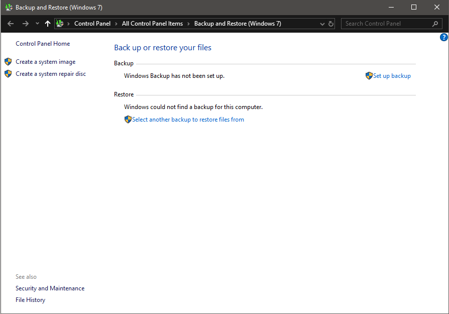 在 Windows 10 中使用备份检索已删除的文件
