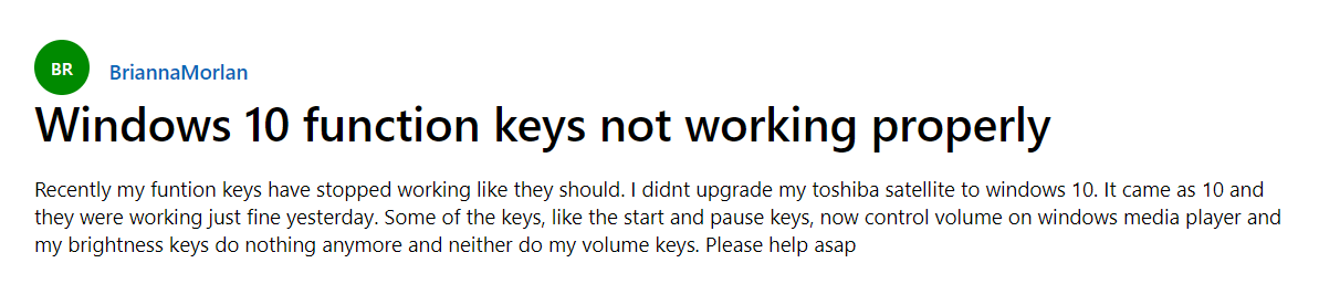 功能键不起作用 Windows 10