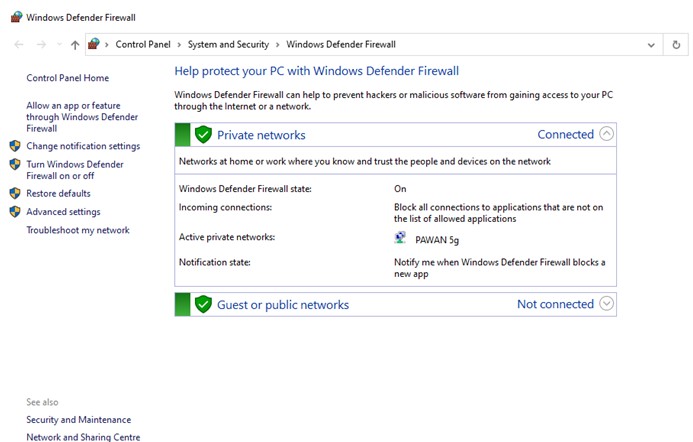 Windows Defender 防火墙