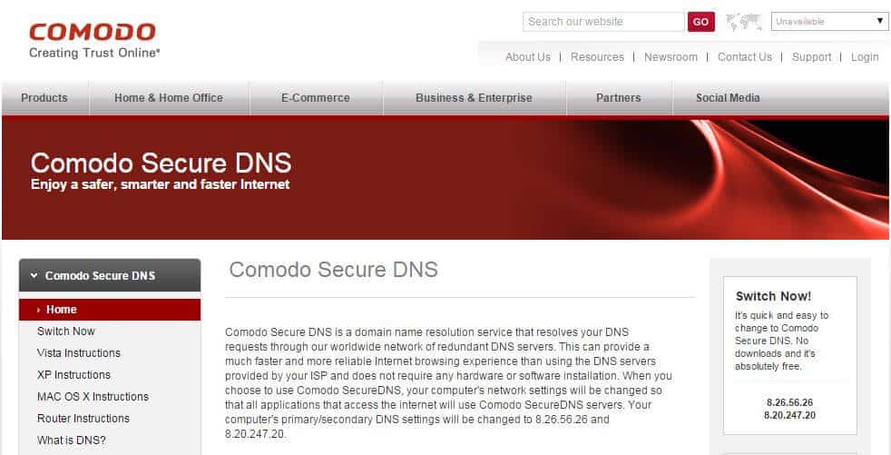 comodo 安全 dns