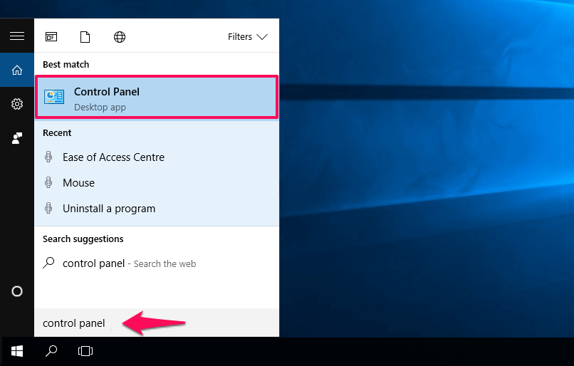 Windows 10 中的控制面板
