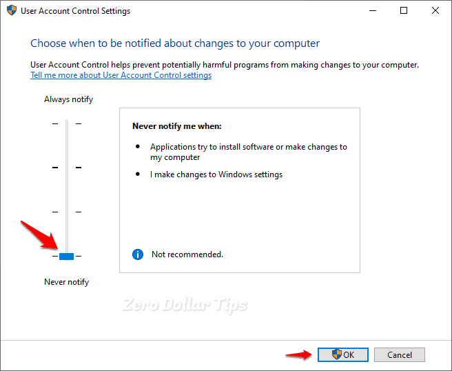 禁用用户帐户控制 Windows 10