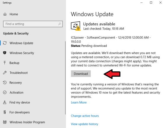 下载 Windows10 更新