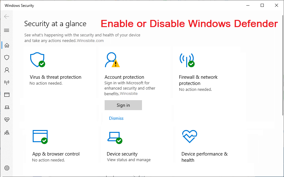 启用或禁用 Windows Defender 防病毒