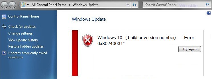 Windows 10 更新错误 0x80240031