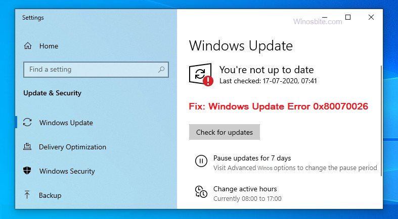 修复windows更新错误代码0x80070026