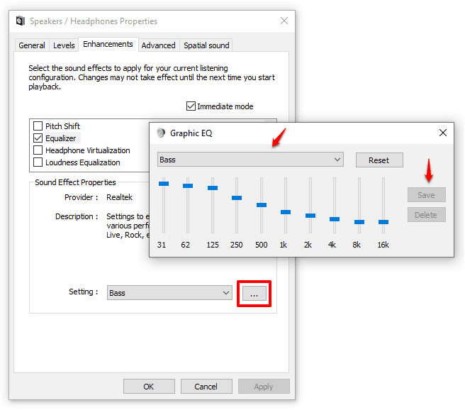 如何在耳机 Windows 10 中增加低音