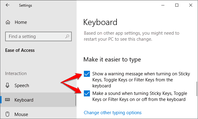 如何在 Windows 10 上关闭粘滞键