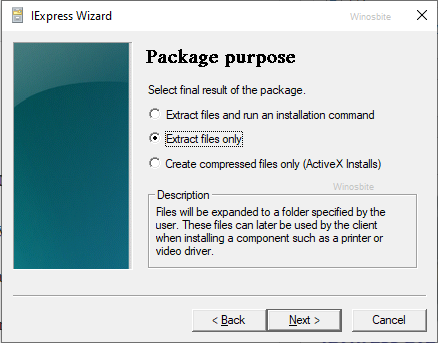 iexpress 向导仅提取文件