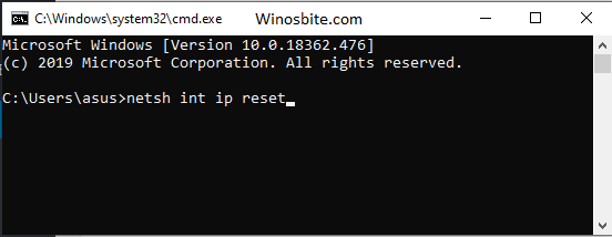 netsh int ip reset 命令行