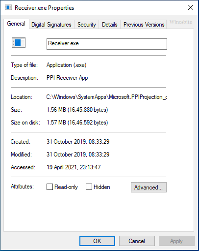 Receiver.exe 文件属性