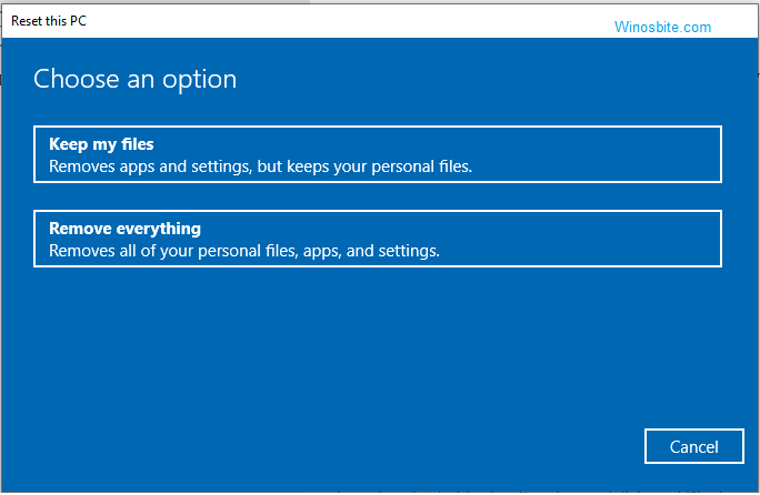 在 Windows 10 中重置此 pc 选项