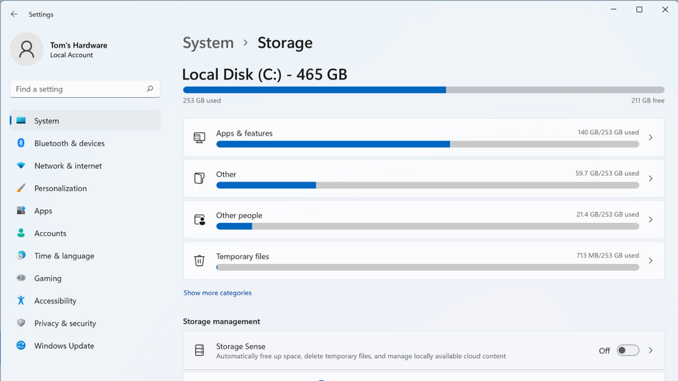 在 Windows 11 中释放空间