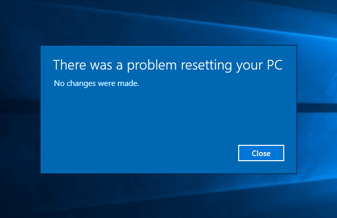 重置你的电脑时出现问题