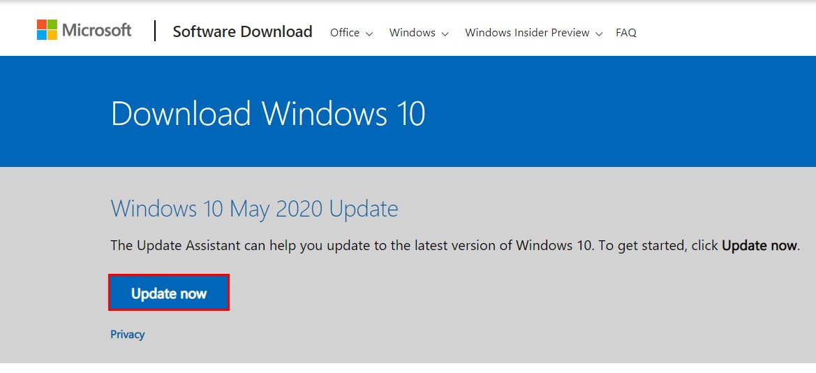 来自官方网站的 Windows 更新工具