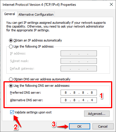 使用以下 dns 服务器地址 windows 10