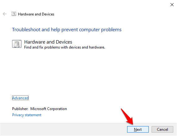 缺少 Windows 10 硬件和设备疑难解答