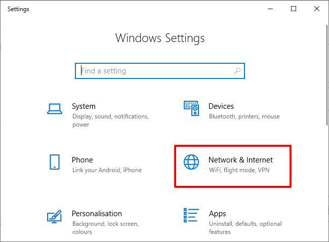 Windows 10 网络和互联网设置