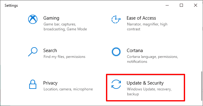 Windows 10 更新和安全