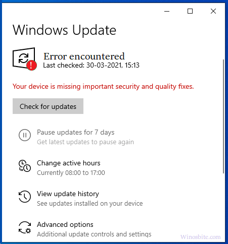 Windows 更新错误代码 0x80244019