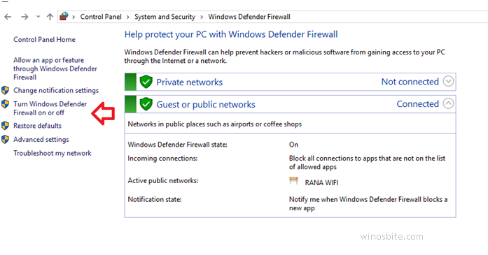 Windows10 关闭防火墙选项