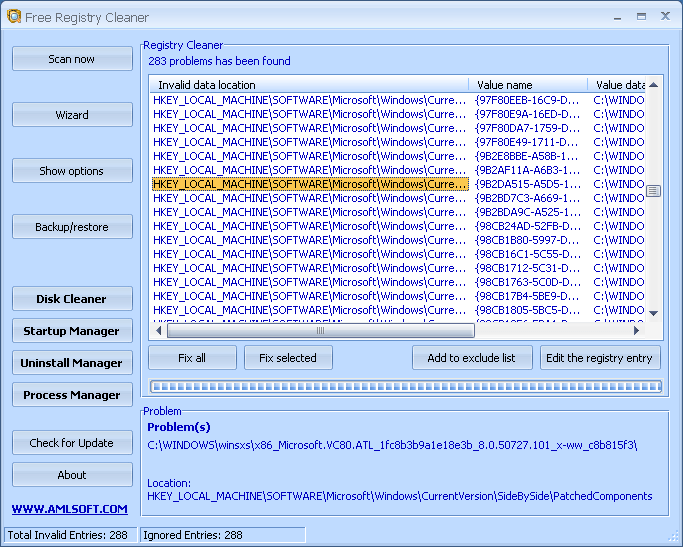 AML 免费注册表清洁器