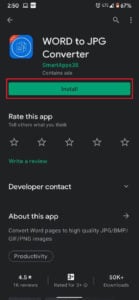 从 Play 商店下载 Word 到 JPG 转换器应用程序 |  如何将 Word 转换为 JPEG