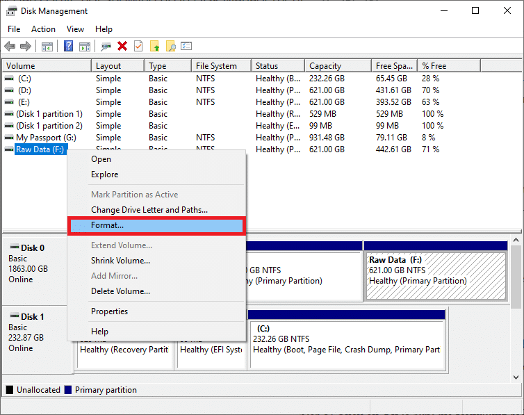 格式 1 |  修复硬盘驱动器未显示在 Windows 10 中