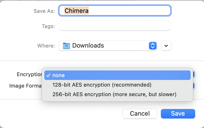 从加密下拉列表中，选择 128 位 AES 加密选项