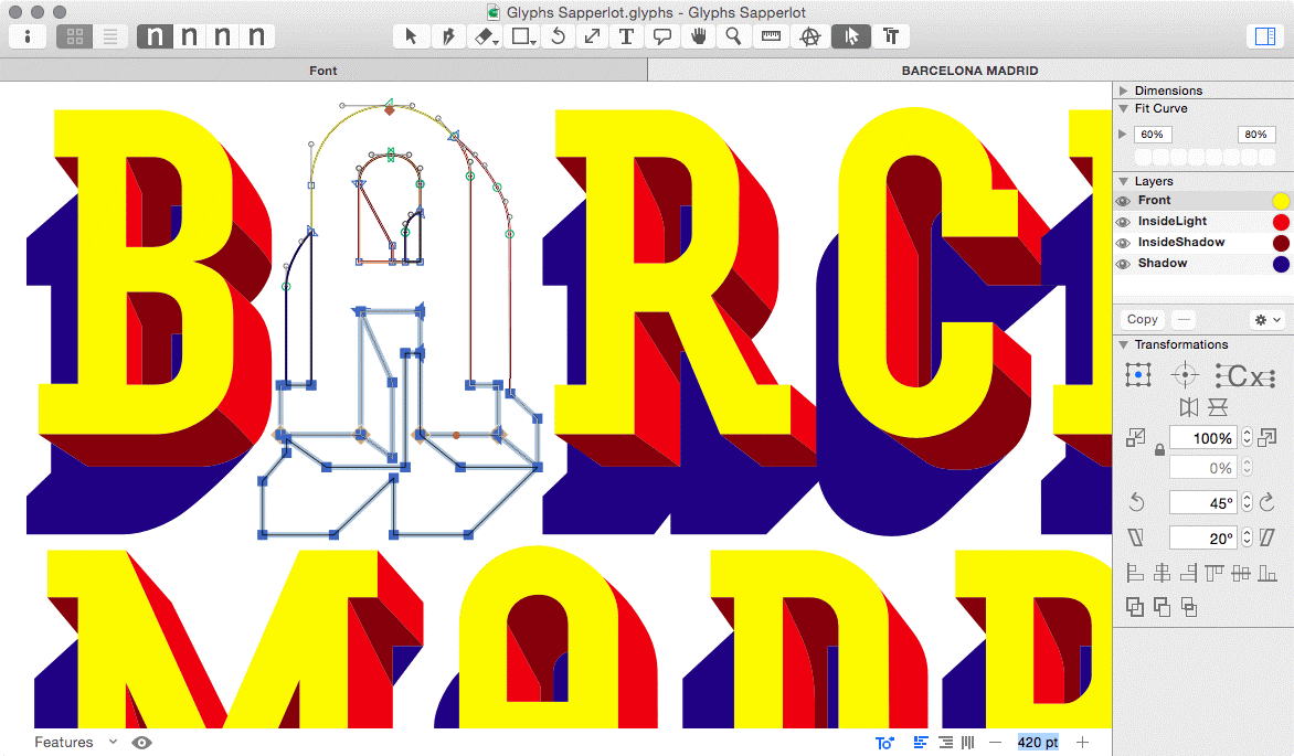 Mac 的Glyphs 字体编辑器