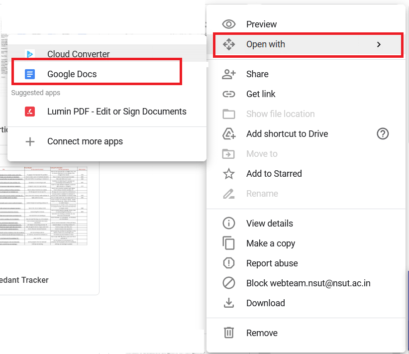 使用 Google Docs 打开 Google Drive