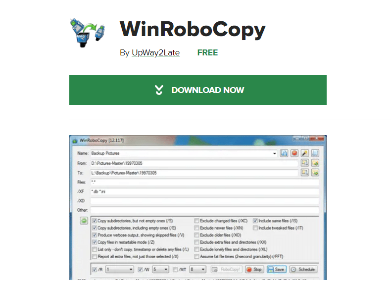 WinRoboCopy 的下载页面 |  适用于 Windows PC 的最佳文件复制软件