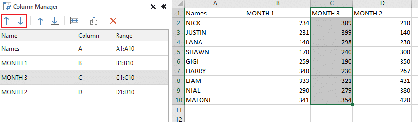 选择你要移动的 Excel 工作表上的列 |  在 Excel 中交换列或行