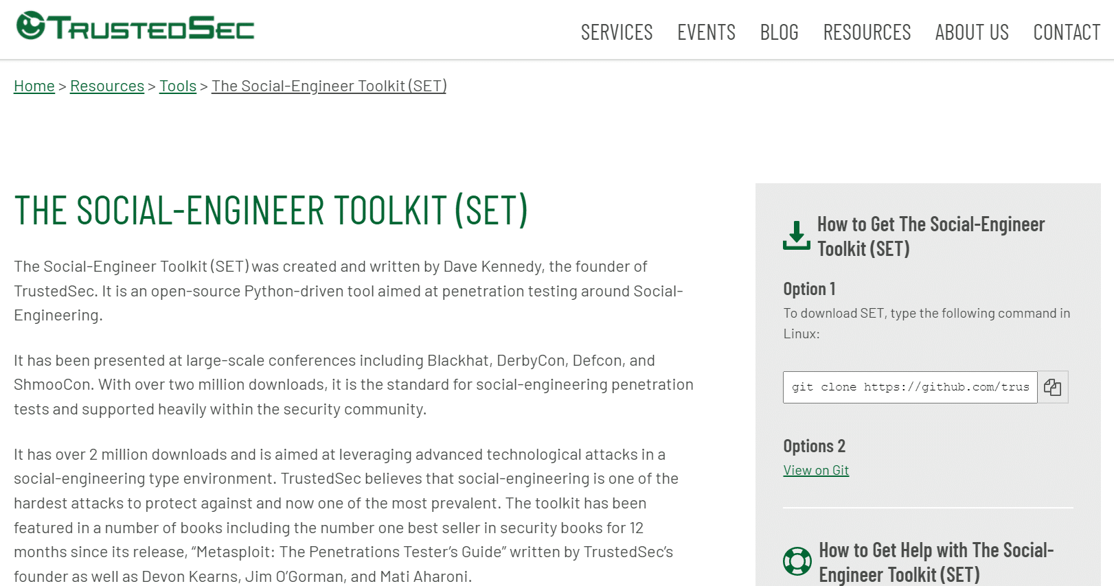 TrustedSec 官方页面的Social-Engineer Toolkit