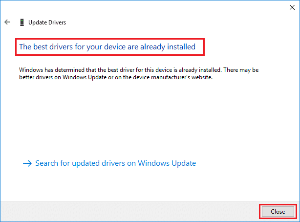 你的设备的最佳驱动程序已安装。 修复 Windows 错误 0 ERROR_SUCCESS