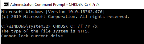 发生磁盘读取错误 chkdsk