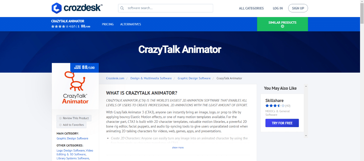 CrazyTalk Animator 最佳免费 2D 动画软件